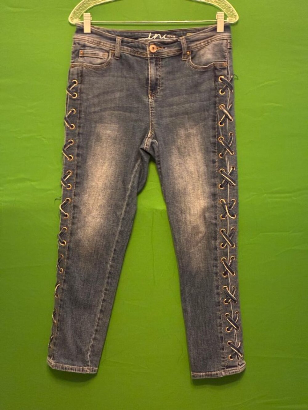 inc International Concepts Women Size 6 Blue Jeans Side Lace-Up , Stretch